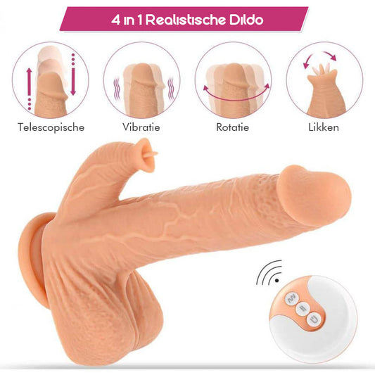 Realistyczne dildo do stymulacji łechtaczki 4 w 1 z przyssawką INS