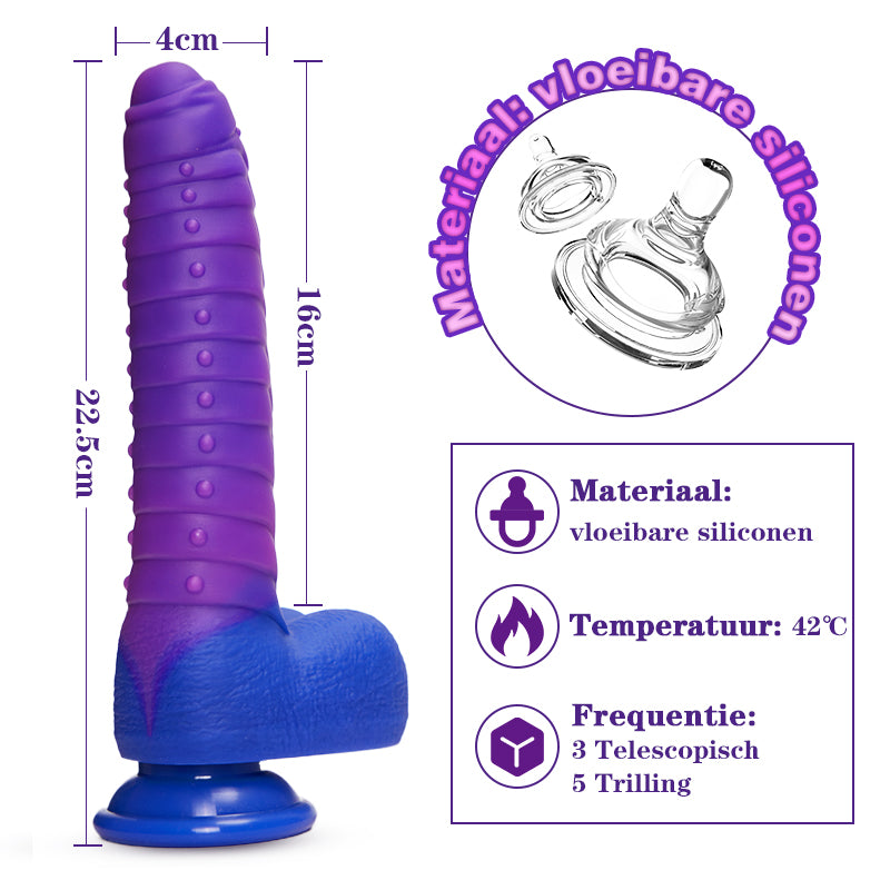 Realistyczne dildo 3 teleskopowe 5 wibrujące ogrzewanie - 22,5 cm